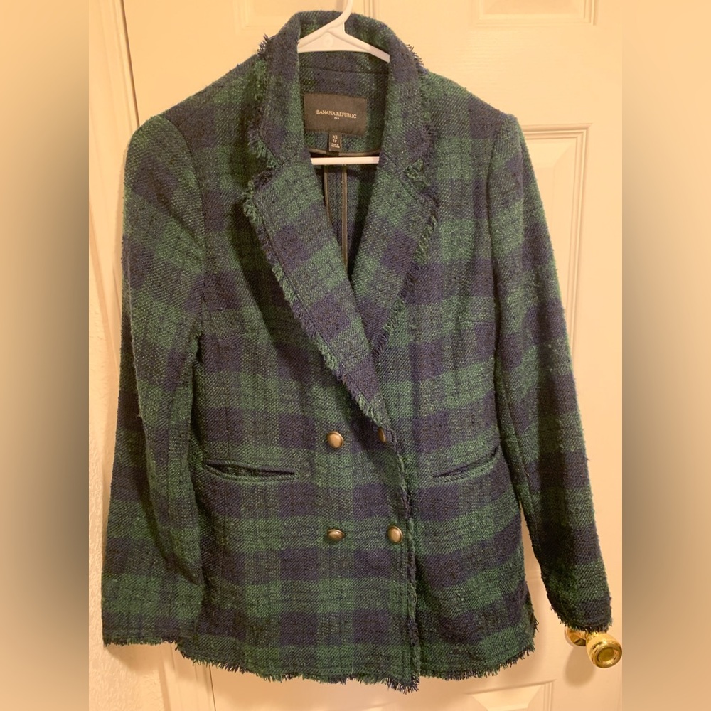 Banana Republic green/navy plaid blazer